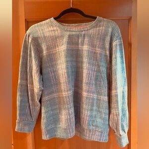 Sundry Blue and Pink Plaid Sweater